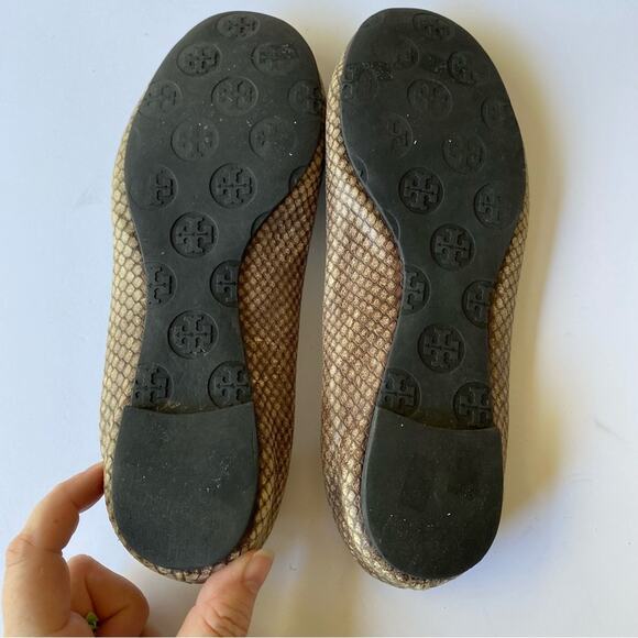 Tory Burch ballet flats Womens Size 7.5 or 8 brown snake skin print - Picture 8 of 8